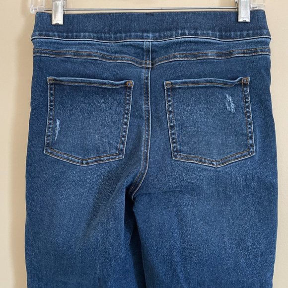 Spanx Skinny Distressed Pull on Jeans Jeggings Small Stretch Denim High Waist - Picture 6 of 10